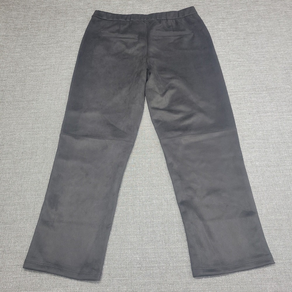 Isaac Mizrahi Live Womens Faux Suede Pants Petite 6P Black Straight Leg Ankle - Picture 6 of 12